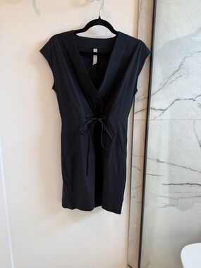 Athleta Black Wrap-Style Jumpsuit Dress